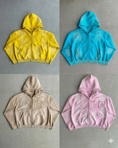 Sudadera con capucha vintage personalizada para hombre, lavada al ácido, 100% algodón, con logo personalizado impreso digitalmente, efecto desgastado por el sol, para hombre. - Product Image 6