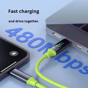 2025 New USB C Silicone hiển thị thông minh pd 240 Wát sạc nhanh cáp với chip E-MARK, 480Mbps tốc độ truyền dữ liệu - Product Image 5