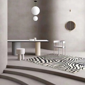 Bán Buôn Màu Đen Và Trắng Ngựa Vằn Sọc Hiện Đại Sang Trọng Fluffy Alfombras Phòng Khách Tapis Lớn Khu Vực Thảm In Thảm Và Thảm - Product Image 3