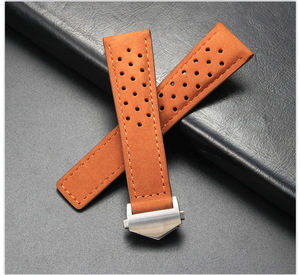 Bracelet de montre en daim vintage Lionorm avec fermoir déployant 20mm 22mm 24mm, bracelets de montre en cuir pour <span class=keywords><strong>TAG</strong></span>-Heuer <span class=keywords><strong>Carrera</strong></span>, respirant et luxueux - Product Image 5