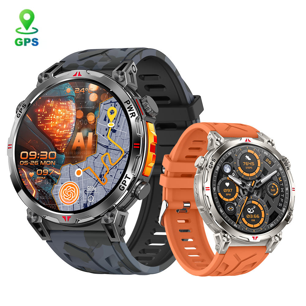Outdoor GPS Smartwatch KC93 1.56Inch AMOLED Screen ChatGPT Compass Altitude 30M Waterproof Sports Relojes Smart Watch for Men