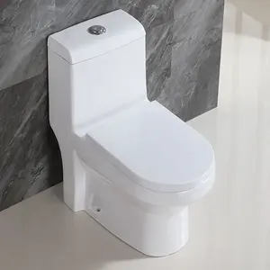 Fabrika fiyat çift yıkama seramik yıkama sifon tek parça WC banyo zemin kare tuvalet