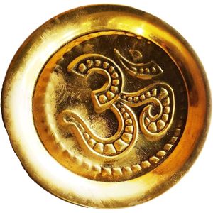 PARIJAT HANDICRAFT Brass 3 Inch Small Decorative Pooja Plate Chandan Prasad <b>Engraved</b> Thali Design <b>plaque</b> - Product Image 2