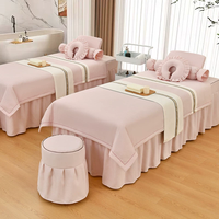 Housse de lit de spa en tissu doux, respirant et portable, avec jupe de table de massage professionnelle à volants pour salon de beauté et tatouage