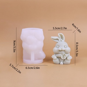 Molde de Silicona para Velas del Día de San Valentín, Molde de Silicona con Forma de Animal, Rosa y Conejo, Decoración para el Hogar, Molde para Velas Aromáticas y Resina - Product Image 5