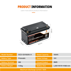 Batería Calefactada de 12V 100Ah con BMS para Caravana, Batería Solar - Almacén UE Francia y Polonia, 5 Años de Garantía SCD-12-100-Con Calefactor - Product Image 1