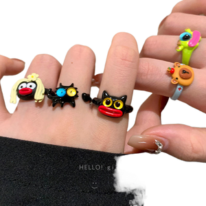 Anillo <span class=keywords><strong>de</strong></span> Monstruo Pequeño, Feo y Divertido <span class=keywords><strong>de</strong></span> Dibujos Animados, Joyería <span class=keywords><strong>de</strong></span> Moda al por Mayor, <span class=keywords><strong>Anillos</strong></span> Ajustables Abiertos para Mujer - Product Image 1