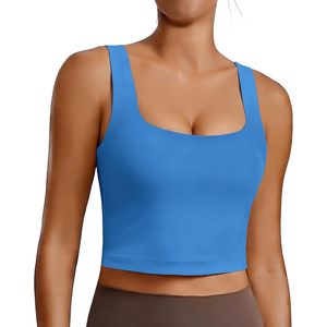Soutien-gorge de sport pour femme, débardeur long à col carré, soutien-gorge intégré, yoga, fitness, sans couture, respirant, séchage rapide, spandex, polyester - Product Image 1