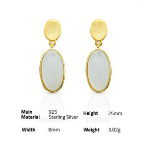 Chris April in Stock 925 Sterling Silver Gold Plated Latest Artificial Manmade <strong>Jade</strong> <strong>Earrings</strong> - Product Image 6