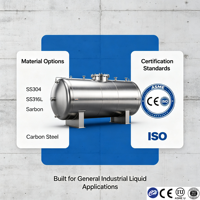Tanque de Almacenamiento de Líquidos Industrial Horizontal de Acero Inoxidable SS304 de 500-50000L, Tanque de Procesamiento de Acero Inoxidable con Certificación ASME y CE
