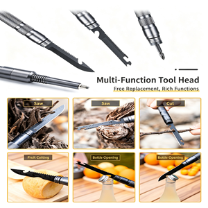 Bâton de marche multifonctionnel en métal avec couteau et tournevis, ensemble d'outils de camping en plein air, design minimaliste, tige en alliage d'aluminium - Product Image 6
