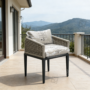Poltrone da Esterno Sigma in Rattan PE Intrecciato con Telaio in Alluminio, Resistenti alle Intemperie, con Cuscino sullo Schienale - Le Più Vendute - Product Image 3