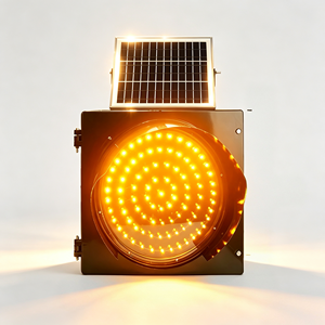 Luz de Advertencia Intermitente Amarilla Solar de 300 mm, 120 LED, Carcasa de PC, Batería de Plomo-Ácido, IP65, Resistente al Agua, Baliza Estroboscópica de Tráfico - Product Image 1