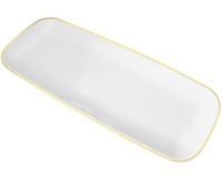 Assiettes/bols en plastique carrés jetables fantaisie blancs avec jantes argentées/dorées pour mariage/fête de vacances/anniversaire