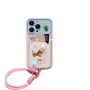 Nouvelle coque de téléphone XP497 avec porte-cartes mignon motif <span class=keywords><strong>chiot</strong></span> et cordon, compatible iPhone 17PROMAX 16PLUS 15PRO - Product Image 2