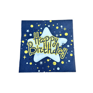 Happy Birthday Disposable Tableware Set Paper Plates Cups Napkins Forks Party Supplies Kit Black Gold Star Design - Product Image 5