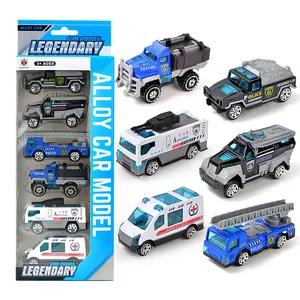 Kinder auto 1/64 Hot Sale Polizei modell Alloy Truck Fahrzeug 6 Fahrzeuge Druckguss spielzeug