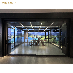 Wazzor Hot Bán Bão Bằng Chứng Patio Tối Giản Đôi Kính Nhôm Trượt Cửa Kính - Product Image 3