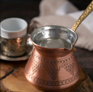Cafetera de cobre turca hecha a mano con mango de latón, diseño de uva Ibrik Cezve <span class=keywords><strong>para</strong></span> auténtico café turco griego árabe - Product Image 4