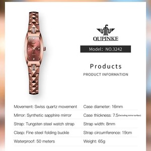 Envío Directo OUPINKE 3242 Reloj de Mujer Elegante y Lujoso con Movimiento Suizo Importado, Reloj de Cuarzo para Mujer con Diamantes y Acero de Tungsteno - Product Image 3