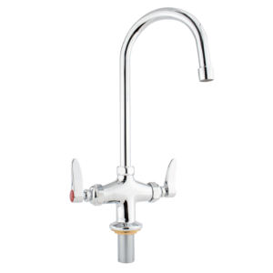 ก๊อกน้ำห้องครัวแบบติดตั้งบนเคาน์เตอร์ ดีไซน์ทันสมัย ผลิตจากทองเหลืองชุบโครเมียม คันโยกคู่ ปรับแรงดันน้ำได้ หัวก๊อกหมุนได้ ใช้งานสะดวก - Product Image 1