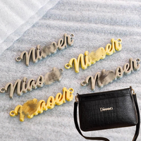 Etiquette en alliage de zinc personnalisée de luxe OEM pour vêtement, logo de marque en métal, étiquette pour sac à main