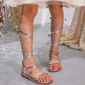 Argent Cross Strap Filles D'été En Plein Air Slip-On Sandales String <span class=keywords><strong>Gama</strong></span> Chaussures Enfants Stage Chaussures - Product Image 2