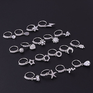 Anillo de <span class=keywords><strong>Nariz</strong></span> de Acero Inoxidable 20G con Zirconia en Forma de Gota de Agua, Piercing de <span class=keywords><strong>Nariz</strong></span>, Joyería de Personalidad - Product Image 3
