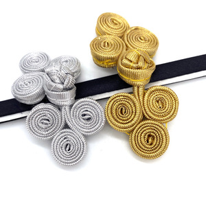 Tissu doré trois boutons de <span class=keywords><strong>roulette</strong></span> faits à la main Cheongsam bouton de chemise Style ethnique invitation de mariage bouton de boîte-cadeau - Product Image 4