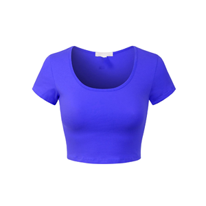2024 camisetas cortas de Color sólido con estampado de moda para mujer, camiseta de manga corta, camisetas cortas informales de diseño personalizado para mujer - Product Image 5