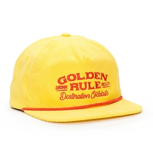 หมวกแก๊ปทรง snapback สีเหลืองแบบไม่มีโครง 5 ช่องปักโลโก้ พร้อมเชือกผูกแบบคอร์ดูรอย - Product Image 3