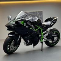 Modèle miniature en métal Kawasaki Ninja H2R à l'échelle 1:12, avec son et lumière, direction des roues avant, ornement de moto, jouet en alliage