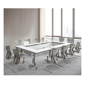 Mesa de Entrenamiento Plegable de Madera Extensible Convertible Moderna, Mesa de Conferencia Modular con Tapa Abatible para Oficina y Escuela - Product Image 4