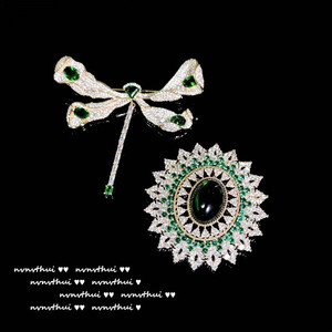 C & J Victoria <span class=keywords><strong>Emerald</strong></span> Gem Libélula Antique Honeycomb Vintage Luxo Zircão Moda Jóias Finas Broches Para Mulheres - Product Image 5
