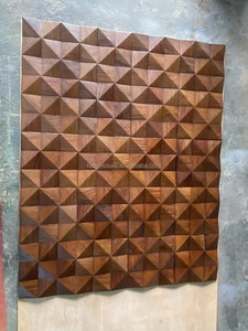 3D Mosaik Wandpaneel Massivholz Mosaikfliesen Kunst Hellgelbe Fliese Wie Holz Wandfliesen Innendekoration Flexible Fliese - Product Image 3