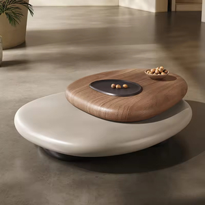 Mesa de Centro Moderna Giratoria de Diseño, Mesa de Centro Retro de Lujo para Sala de Estar, Mesa de Centro Creativa Irregular de Madera <span class=keywords><strong>Popular</strong></span> - Product Image 1