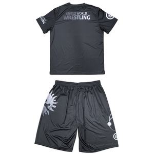 2025 homens personalizados de malha Wrestling Set T-shirts + shorts Sublimação Completa <span class=keywords><strong>2</strong></span> Pcs Set Internacional - Product Image 2