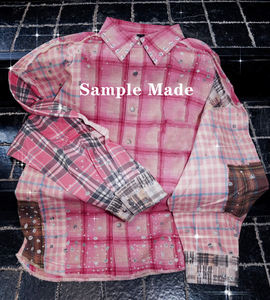 Camiseta de manga larga de franela a cuadros brillante de gran tamaño con logotipo personalizado ecológico para hombre - Product Image 4