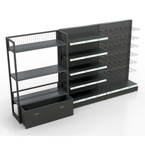 Kệ kính kim loại màu đen với ngăn kéo phía dưới thuận tiện đường phố cửa hàng tiện lợi hiển thị đứng cho siêu thị giá - Product Image 6