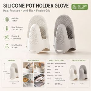 Guante de Silicona para Olla, Resistente al Calor, Antideslizante, Agarre Flexible, Color Beige Gris, para Uso en la Cocina, Guantes para Horno - Product Image 1