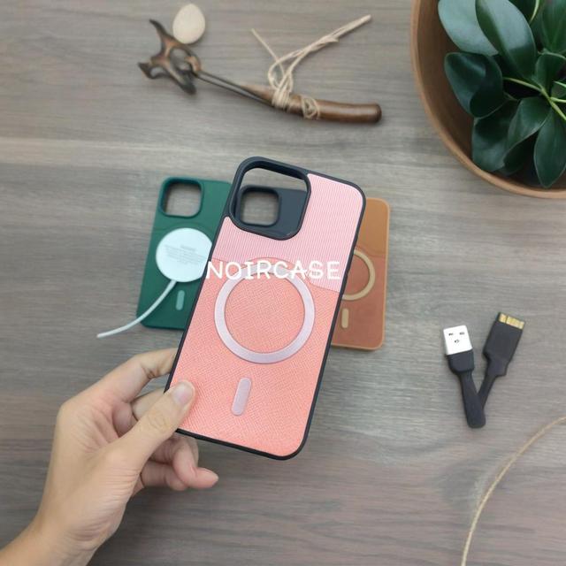 Couple Phone Cases - TPU Material, Color - Blocked, Wireless Magnetic Charging, Lens Protection