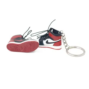 Custom Design Shape 3D Mini Sport Football Shoes Key Chains Promotional Items Soft PVC Key Ring