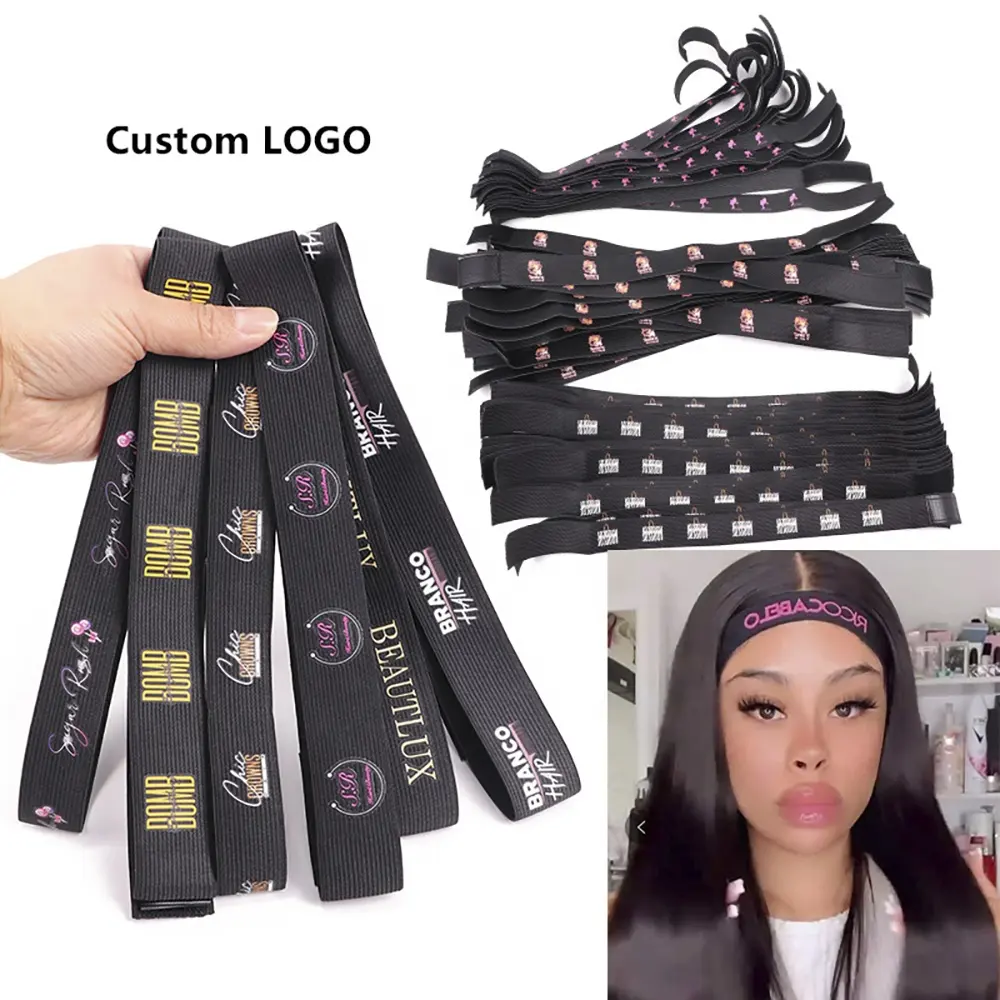 Laijiwan free logo custom elastic wig 5cm melt band for wigs and bonnet head wrap keep the frontal lace hair wig