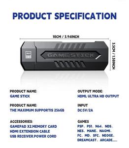 Console de jeu vidéo rétro portable pour deux joueurs, compatible TV, 4K HD 3D, manette sans fil, Plug & Play X2, bleue, classique - Product Image 4