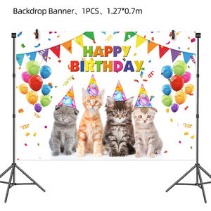 Juego de vajilla de fiesta de Pascua con temática de gato mascota, servilletas de vaso de papel, pajitas de cumpleaños, decoraciones de tela de fondo para Baby Shower - Product Image 4