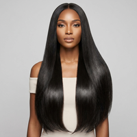 Peluca de Cabello Remy Vietnamita Nuocheng SDD, Liso Natural, con Frente de Encaje sin Pegamento, Color Negro, para Mujeres, 250% de Densidad, Largo Extendido