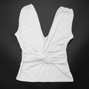 Viviblook J26TP038 Vêtements d'été pour femmes Nouveau pull à col en V couleur unie plissé torsadé débardeur - Product Image 6