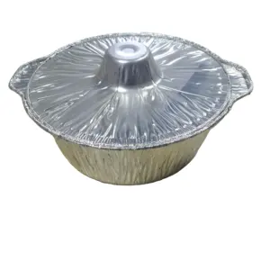 255*90mm 10*3.5" 1900ml New arrival high quality disposable recyclable aluminum foil container bbq plate with lid