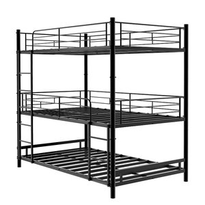 Litera doble metálica con escalera y barandilla completa, diseño moderno para dormitorio, uso en dormitorios de niños, adolescentes y adultos. ODM/OEM disponible. - Product Image 3