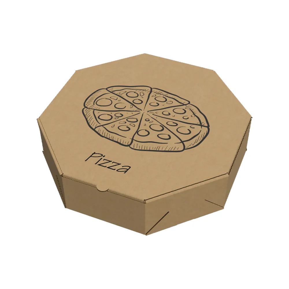 Factory Wholesale High Quality Custom Size Octagonal Shape Pizza Packaging Kraft Paper Box with Custom Logo